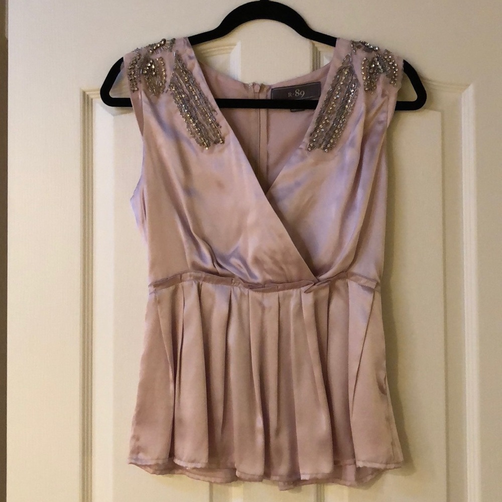 Blush cap sleeve blouse